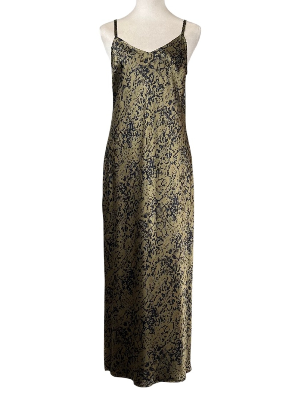 Garnet Hill Black Bronze 100% Silk Maxi Slip Dress Size 4